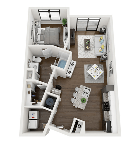 Floor plan for 1 bed, 1 bath, 794 sqft